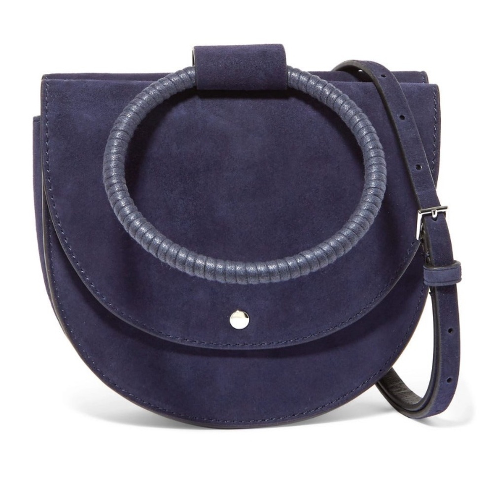 🔥 THEORY Whitney Suede Shoulder Bag navy blazer with tags!